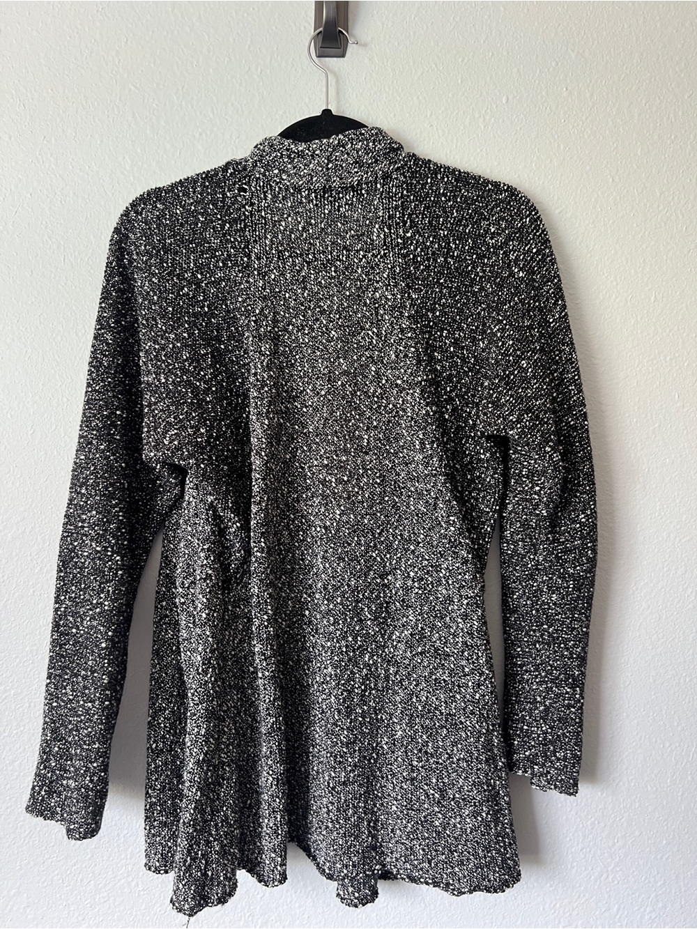 Eileen Fisher Black and White Micro Tweed Cotton Cardigan Sweater Size medium - Picture 4 of 4